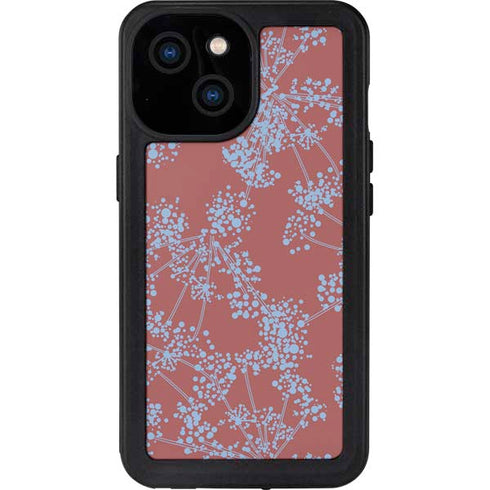 Airy Blue Floral iPhone 15 Waterproof Case