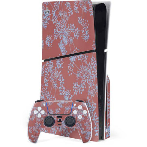 Airy Blue Floral PS5 Slim Disk Bundle Skin