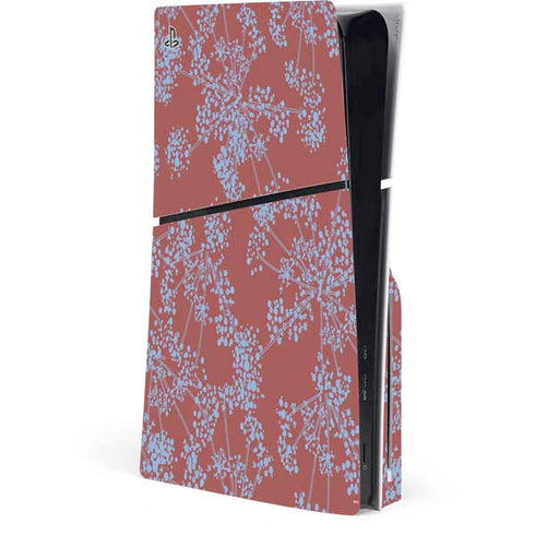 Airy Blue Floral PS5 Slim Disk Console Skin