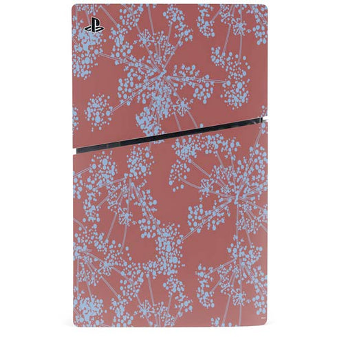 Airy Blue Floral PS5 Slim Disk Console Skin