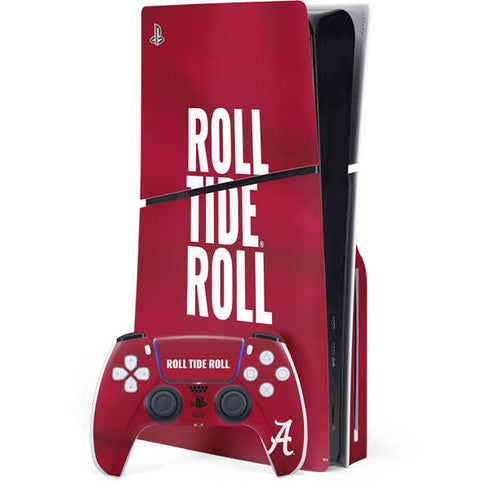 University of Alabama Roll Tide Roll PS5 Slim Disk Bundle Skin