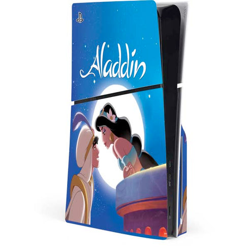 Disney Aladdin and Princess Jasmine Kiss PS5 Slim Disk Console Skin