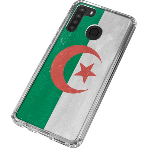 Algeria Flag Distressed Galaxy A21 Clear Case