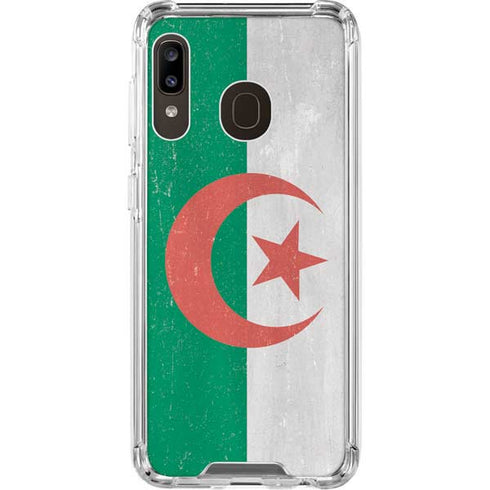 Algeria Flag Distressed Galaxy A30 Clear Case