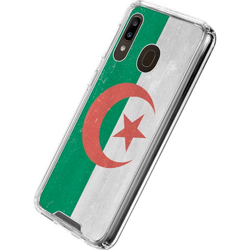 Algeria Flag Distressed Galaxy A30 Clear Case