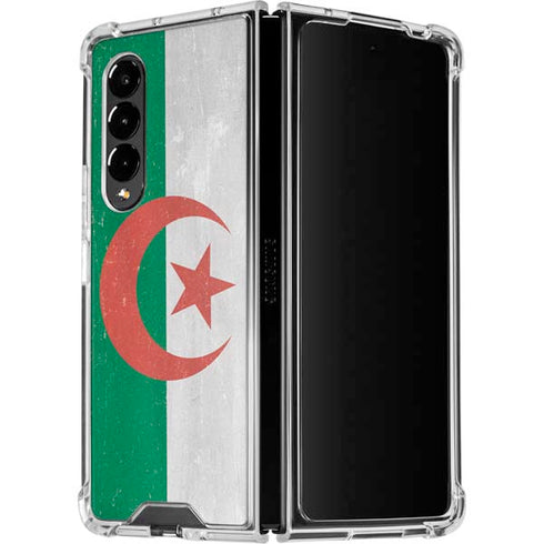 Algeria Flag Distressed Galaxy Z Fold4 5G Clear Case
