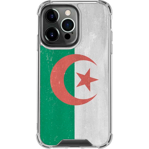 Algeria Flag Distressed iPhone 14 Pro Clear Case