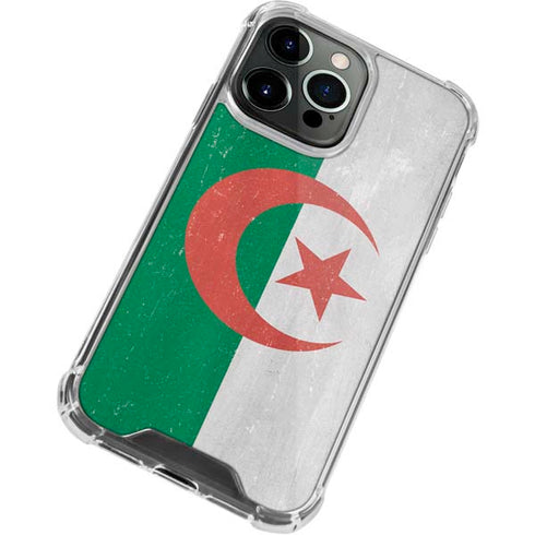 Algeria Flag Distressed iPhone 15 Pro Clear Case