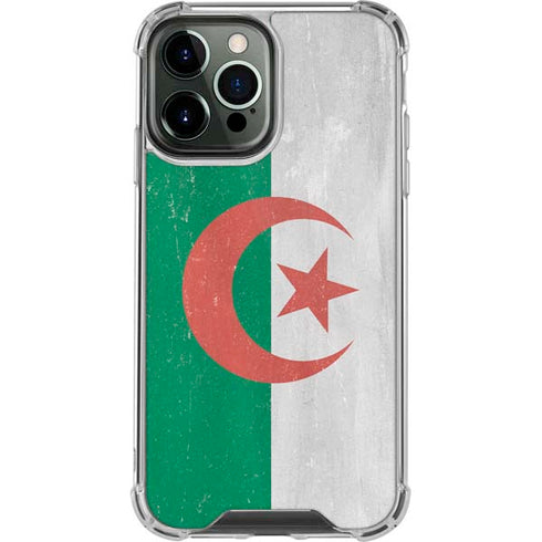 Algeria Flag Distressed iPhone 14 Pro Max Clear Case
