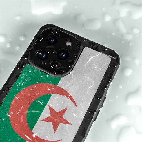 Algeria Flag Distressed iPhone 14 Pro Max Waterproof Case