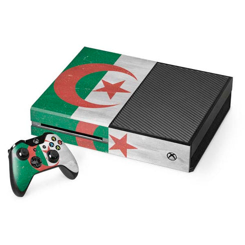 Algeria Flag Distressed Xbox One Console and Controller Bundle Skin
