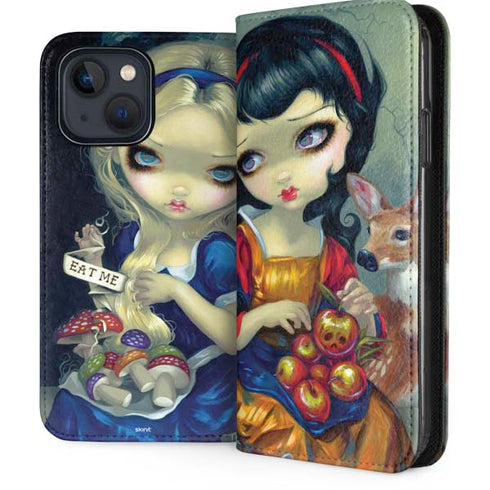Alice & Snow Fairy Tail with Cat and Raccoon by Jasmine Becket-Griffith iPhone 15 Plus Folio Case