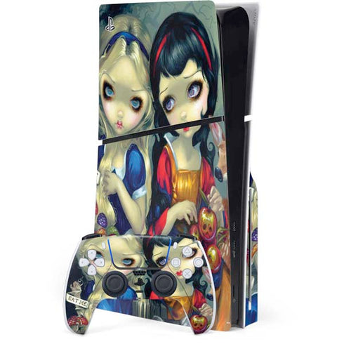 Alice & Snow Fairy Tail with Cat and Raccoon by Jasmine Becket-Griffith PS5 Slim Disk Bundle Skin