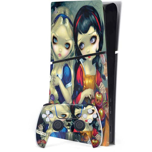 Alice & Snow Fairy Tail with Cat and Raccoon by Jasmine Becket-Griffith PS5 Slim Digital Edition Console Skin