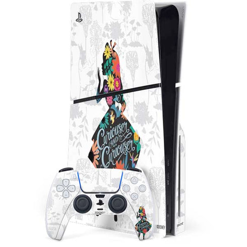 Disney Alice in Wonderland (animated) Silhouette Curiouser and Curiouser PS5 Slim Disk Bundle Skin