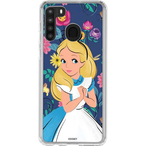 Disney Alice in Wonderland (animated) Floral Print Galaxy A21 Clear Case
