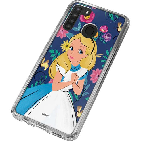 Disney Alice in Wonderland (animated) Floral Print Galaxy A21 Clear Case