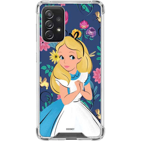 Disney Alice in Wonderland (animated) Floral Print Galaxy A72 5G Clear Case