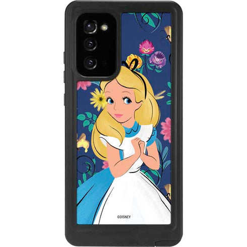 Disney Alice in Wonderland (animated) Floral Print Galaxy Note20 5G Waterproof Case