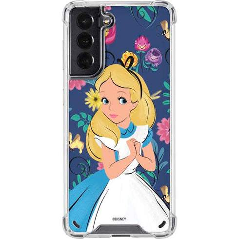 Disney Alice in Wonderland (animated) Floral Print Galaxy S21 5G Clear Case