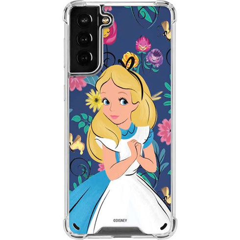 Disney Alice in Wonderland (animated) Floral Print Galaxy S21 Plus 5G Clear Case