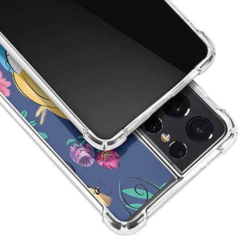 Disney Alice in Wonderland (animated) Floral Print Galaxy S21 Ultra 5G Clear Case
