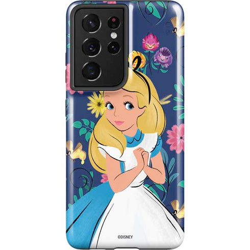 Disney Alice in Wonderland (animated) Floral Print Galaxy S21 Ultra 5G Pro Case