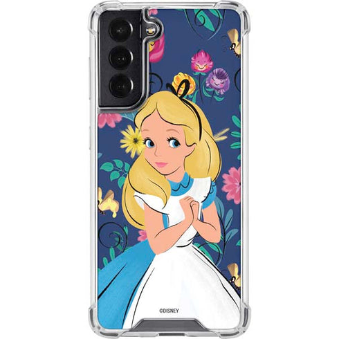 Disney Alice in Wonderland (animated) Floral Print Galaxy S22 Clear Case