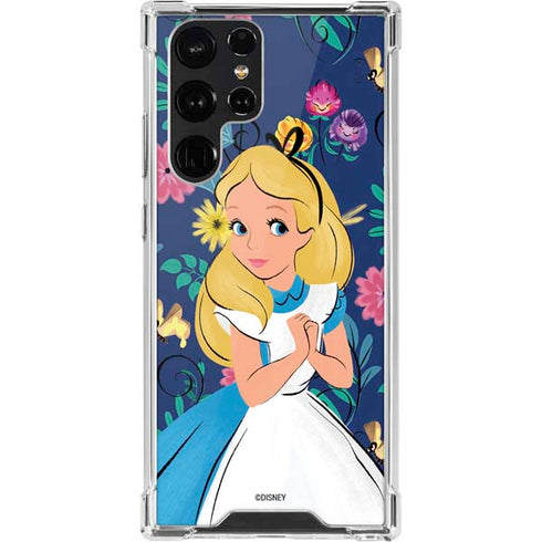 Disney Alice in Wonderland (animated) Floral Print Galaxy S22 Ultra Clear Case