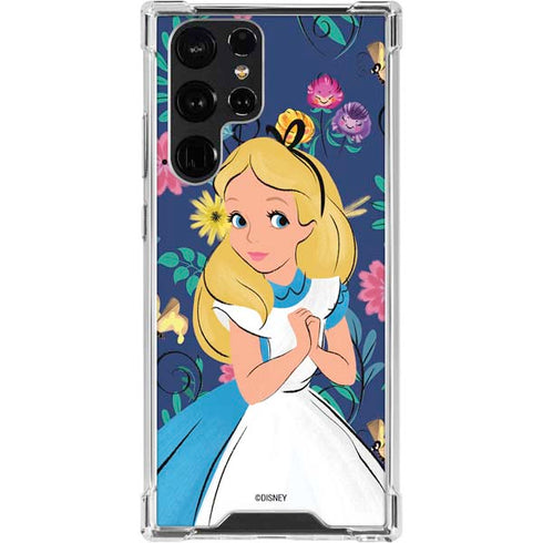 Disney Alice in Wonderland (animated) Floral Print Galaxy S24 Ultra Clear Case