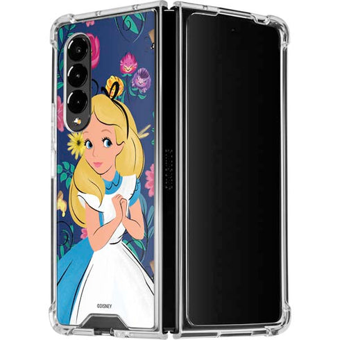 Disney Alice in Wonderland (animated) Floral Print Galaxy Z Fold4 5G Clear Case