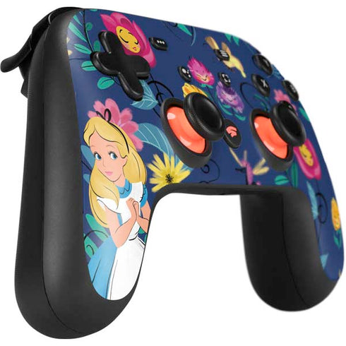 Disney Alice in Wonderland (animated) Floral Print Google Stadia Controller Skin
