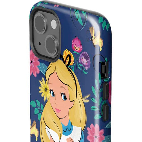Disney Alice in Wonderland (animated) Floral Print iPhone 15 Plus Impact Case