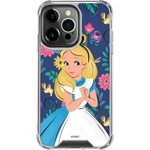 Disney Alice in Wonderland (animated) Floral Print iPhone 14 Pro Clear Case