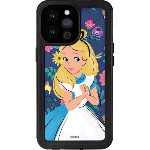 Disney Alice in Wonderland (animated) Floral Print iPhone 14 Pro Max Waterproof Case