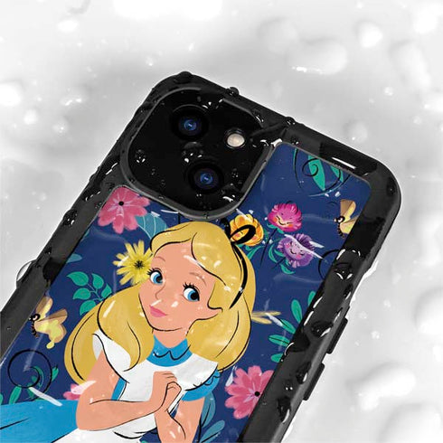 Disney Alice in Wonderland (animated) Floral Print iPhone 15 Waterproof Case