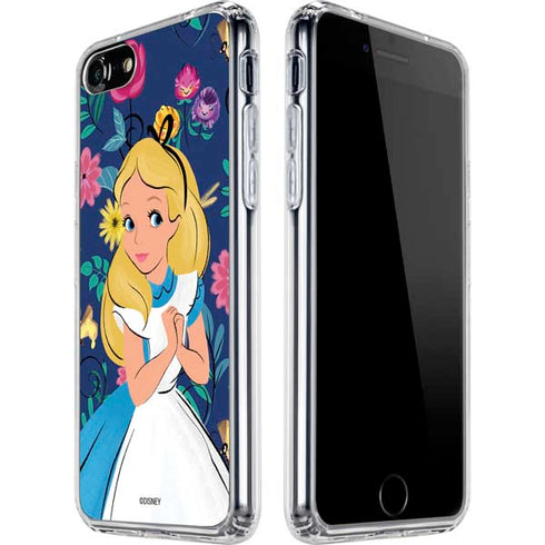 Disney Alice in Wonderland (animated) Floral Print iPhone SE (2nd & 3rd Gen) Clear Case