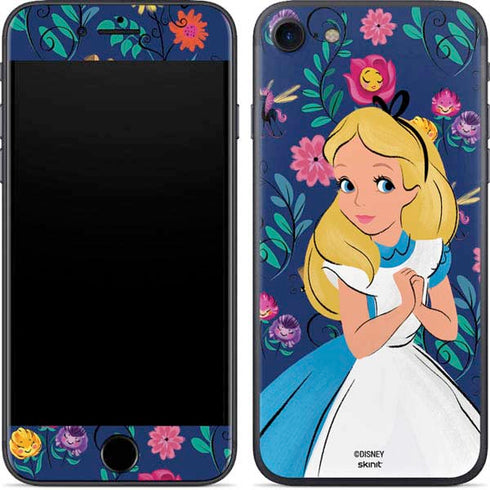 Disney Alice in Wonderland (animated) Floral Print iPhone SE (2nd & 3rd Gen) Skin