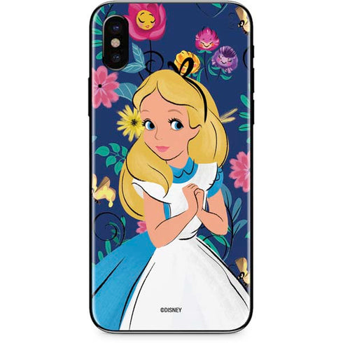 Disney Alice in Wonderland (animated) Floral Print iPhone XS Skin