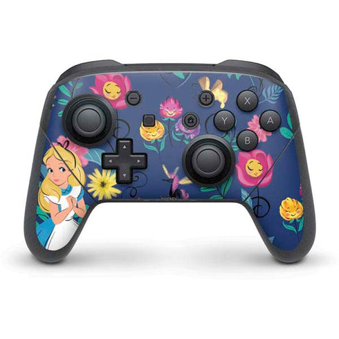 Disney Alice in Wonderland (animated) Floral Print Nintendo Switch Pro Controller Skin