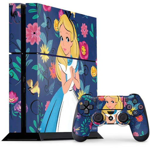 Disney Alice in Wonderland (animated) Floral Print PS4 Console and Controller Bundle Skin