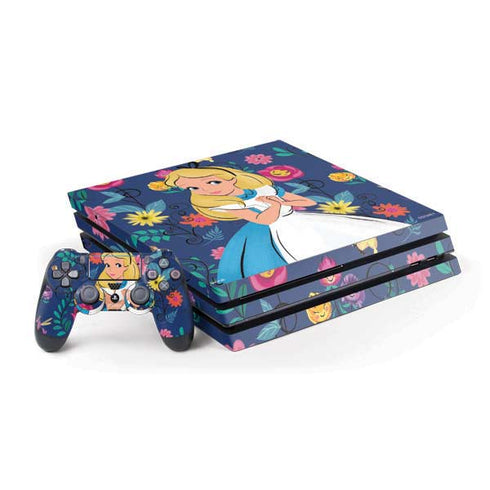 Disney Alice in Wonderland (animated) Floral Print PS4 Pro Bundle Skin