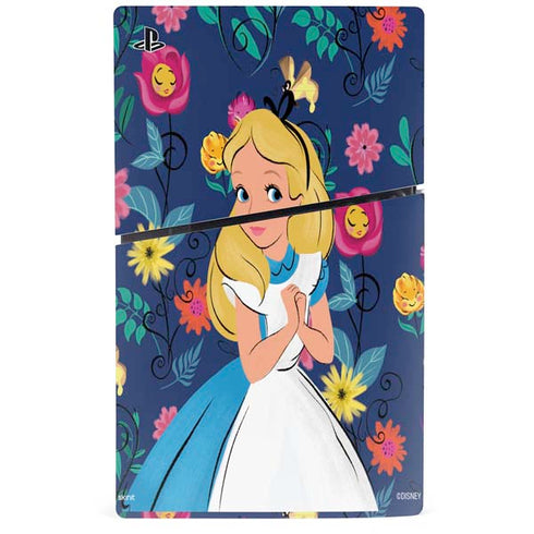 Disney Alice in Wonderland (animated) Floral Print PS5 Slim Digital Edition Bundle Skin