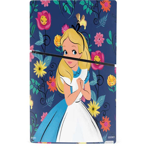 Disney Alice in Wonderland (animated) Floral Print PS5 Slim Digital Edition Bundle Skin