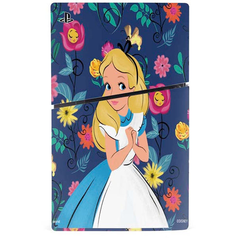 Disney Alice in Wonderland (animated) Floral Print PS5 Slim Digital Edition Console Skin