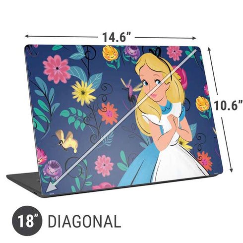 Disney Alice in Wonderland (animated) Floral Print Universal Laptop 18in (14.6 x 10.6in) Skin