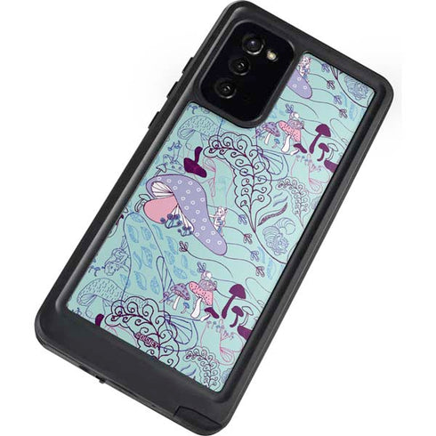 Disney Alice in Wonderland (animated) Mushrooms Print Pattern Galaxy Note20 5G Waterproof Case