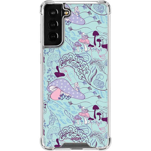 Disney Alice in Wonderland (animated) Mushrooms Print Pattern Galaxy S21 FE Clear Case