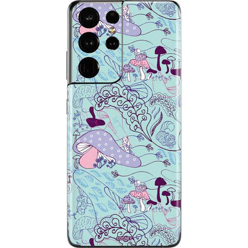 Disney Alice in Wonderland (animated) Mushrooms Print Pattern Galaxy S21 Ultra 5G Skin