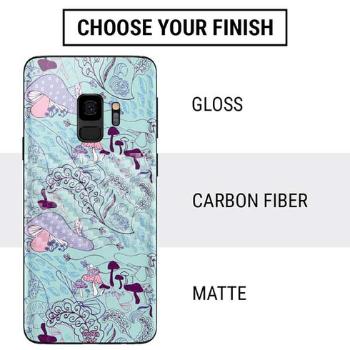 Disney Alice in Wonderland (animated) Mushrooms Print Pattern Galaxy S9 Skin